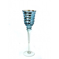Świecznik Kielich szklany Niebieski Metaliczny 40cm